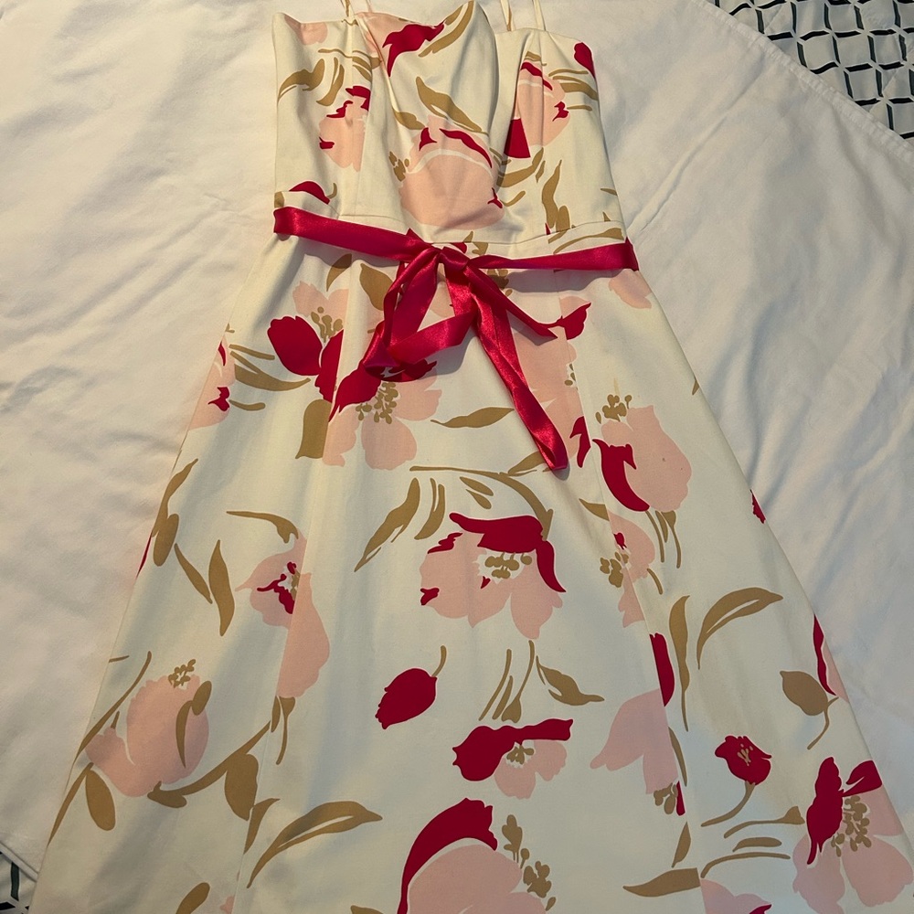 Floral Dress with deep pink accents